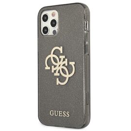 Guess GUHCP12LPCUGL4GBK iPhone 12 Pro Max 6.7" black/black hard case Glitter 4G Big Logo | Techbox