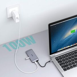 Choetech 9in1 multifunctional USB Type C HUB - 3x USB 3.2 Gen 1 / SD and TF memory card reader / HDMI 4K 30Hz / VGA Full HD 60Hz / USB Type C / RJ45 gray (HUB-M15 gray) - USB Hubs & Card Readers - Peripherals - Techbox