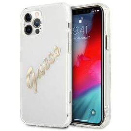 Guess GUHCP12LKTRSVGO iPhone 12 Pro Max 6.7" Transparent hardcase Vintage Script Gold | Techbox