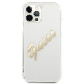 Guess GUHCP12LKTRSVGO iPhone 12 Pro Max 6.7" Transparent hardcase Vintage Script Gold | Techbox
