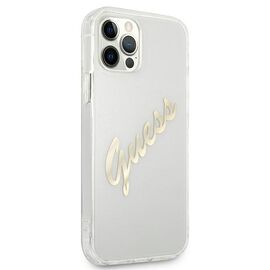 Guess GUHCP12LKTRSVGO iPhone 12 Pro Max 6.7" Transparent hardcase Vintage Script Gold | Techbox