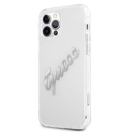 Guess GUHCP12LKTRSVSI iPhone 12 Pro Max 6.7" Transparent hardcase Vintage Script Silver | Techbox