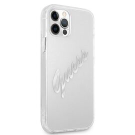 Guess GUHCP12LKTRSVSI iPhone 12 Pro Max 6.7" Transparent hardcase Vintage Script Silver | Techbox