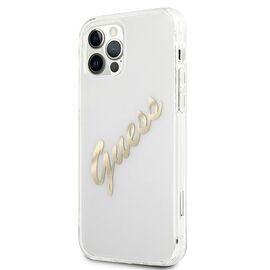 Guess GUHCP12MKTRSVGO iPhone 12/12 Pro 6.1" Transparent hardcase Vintage Script Gold | Techbox