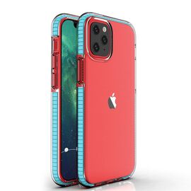 Spring Case clear TPU gel protective cover with colorful frame for iPhone 13 mini light blue | Techbox