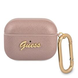 Guess GUAPSASMP AirPods Pro cover pink/pink Saffiano Script Metal Collection | Techbox
