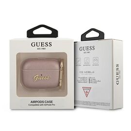 Guess GUAPSASMP AirPods Pro cover pink/pink Saffiano Script Metal Collection | Techbox