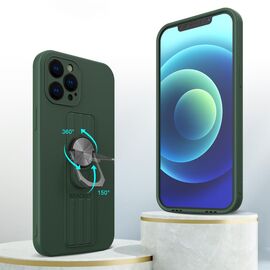 Ring Case silicone case with finger grip and stand for iPhone 12 mini brown | Techbox