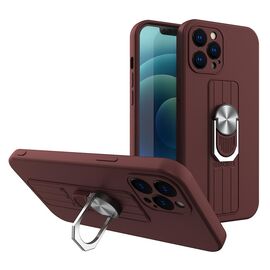 Ring Case silicone case with finger grip and stand for iPhone 12 Pro brown | Techbox