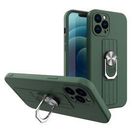 Ring Case silicone case with finger grip and stand for Samsung Galaxy A42 5G dark green - Samsung Cases - Cases - Techbox