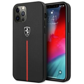 Ferrari FEOMSHCP12LBK iPhone 12 Pro Max black/black hardcase Off Track Leather Nylon Stripe | Techbox