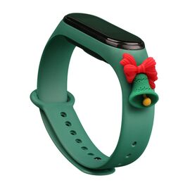 Strap Xmas for Xiaomi Mi Band 3 / 4 Christmas Silicone Strap Bracelet with Bell - Dark Green | Techbox
