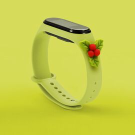 Strap Xmas for Xiaomi Mi Band 3 / 4 Christmas Silicone Strap Bracelet with Holly - Green | Techbox