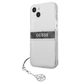 Guess GUHCP13SKB4GGR iPhone 13 mini 5,4" Transparent hardcase 4G Grey Strap Charm - Apple Cases - Cases - Techbox