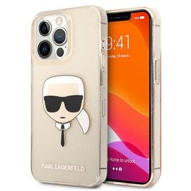 Karl Lagerfeld KLHCP13LKHTUGLGO iPhone 13 Pro / 13 6,1" złoty/gold hardcase Glitter Karl`s Head | Techbox