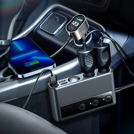 Joyroom JR-CL06 9in1 car charger 154W 5x USB-A / USB-C / 3x cigarette lighter socket PD QC PPS - black | Techbox