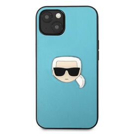 Karl Lagerfeld KLHCP13SPKMB iPhone 13 mini 5,4" niebieski/blue hardcase Leather Ikonik Karl`s Head Metal - Apple Cases - Cases - Techbox