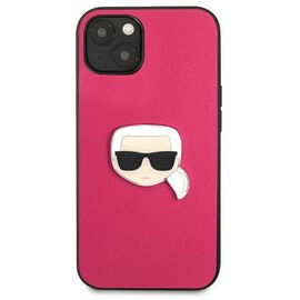 Karl Lagerfeld KLHCP13SPKMP iPhone 13 mini 5,4" r&Atilde;&sup3;&Aring;&frac14;owy/pink hardcase Leather Ikonik Karl`s Head Metal - Apple Cases - Cases - Techbox