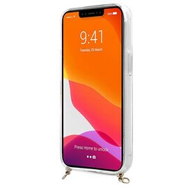 Guess GUHCP13SKC4GBGO iPhone 13 mini 5,4 "Transparent hardcase 4G Brown Strap Gold Chain - Apple Cases - Cases - Techbox