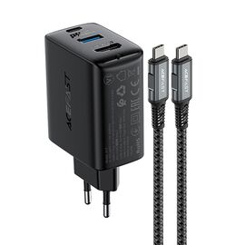 Acefast 2in1 charger GaN 65W USB Type C / USB, adapter HDMI adapter 4K @ 60Hz (set with cable) black (A17 black) - Travel Chargers - Smartphone Chargers - Techbox