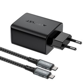 Acefast 2in1 charger GaN 65W USB Type C / USB, adapter HDMI adapter 4K @ 60Hz (set with cable) black (A17 black) - Travel Chargers - Smartphone Chargers - Techbox