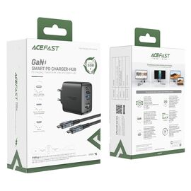 Acefast 2in1 charger GaN 65W USB Type C / USB, adapter HDMI adapter 4K @ 60Hz (set with cable) black (A17 black) - Travel Chargers - Smartphone Chargers - Techbox