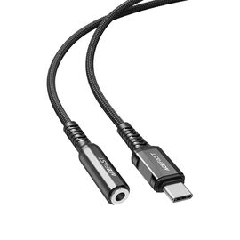 Acefast audio cable USB Type C - 3.5mm mini jack (female) 18cm, DAC, AUX black (C1-07 black) | Techbox