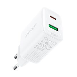 Acefast wall charger USB Type C / USB 20W, PPS, PD, QC 3.0, AFC, FCP white (A25 white) | Techbox