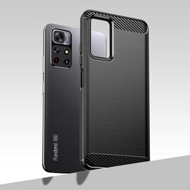 Carbon Case Flexible Cover Sleeve for Xiaomi Redmi Note 11 black | Techbox