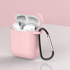 Case for AirPods 2 / AirPods 1 silicone soft case for headphones + keychain carabiner pendant pink (case D) - Smartphone Accessories - Cables & Accessories - Techbox
