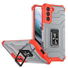 Crystal Ring Case tough hybrid cover + magnetic holder for Samsung Galaxy S22 + (S22 Plus) red | Techbox