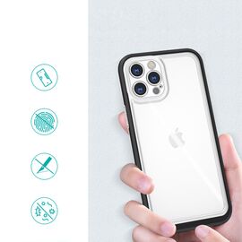 Clear 3in1 case for iPhone 12 Pro Max case gel cover with frame black - Apple Cases - Cases - Techbox