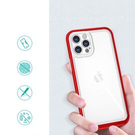 Clear 3in1 Case for iPhone 12 Pro Max Frame Cover Gel Red | Techbox
