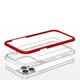 Clear 3in1 case for iPhone 13 Pro frame cover gel red | Techbox