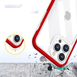 Clear 3in1 case for iPhone 13 Pro frame cover gel red | Techbox