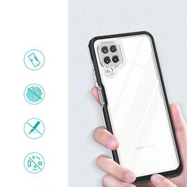 Clear 3in1 Case for Samsung Galaxy A22 4G Frame Gel Cover Black | Techbox