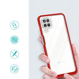 Clear 3in1 Case for Samsung Galaxy A22 4G Frame Gel Cover Red | Techbox