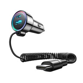Joyroom JR-CL07 72W 3in1 Car Charger with 1.6m USB-C Cable – Black | Techbox