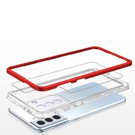 Clear 3in1 case for Samsung Galaxy S22 + (S22 Plus) frame gel cover red | Techbox