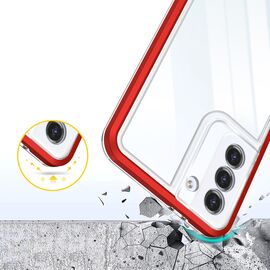 Clear 3in1 case for Samsung Galaxy S22 + (S22 Plus) frame gel cover red | Techbox