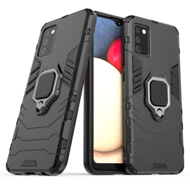 Ring Armor tough hybrid case cover + magnetic holder for Samsung Galaxy A03s (166.5) black | Techbox