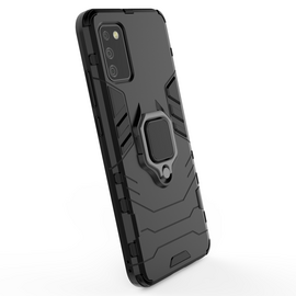 Ring Armor tough hybrid case cover + magnetic holder for Samsung Galaxy A03s (166.5) black | Techbox