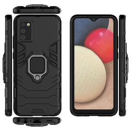 Ring Armor tough hybrid case cover + magnetic holder for Samsung Galaxy A03s (166.5) black | Techbox