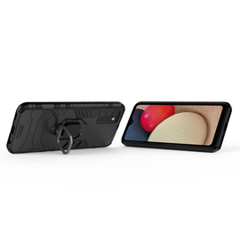 Ring Armor tough hybrid case cover + magnetic holder for Samsung Galaxy A03s (166.5) black | Techbox