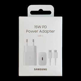 Samsung USB wall charger Type C 15W PD AFC + USB cable Type C white (EP-T1510XWEGEU) - Travel Chargers - Smartphone Chargers - Techbox