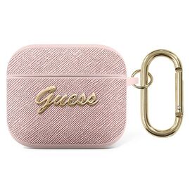 Guess GUA3SASMP AirPods 3 cover pink/pink Saffiano Script Metal Collection | Techbox