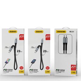 Dudao L10C USB-C - USB-C PD cable 100W 5A 0.23m - black | Techbox