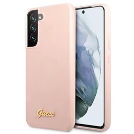 Guess GUHCS22MLSLMGPP S22+ S906 pink/pink hardcase Silicone Script Metal Logo | Techbox