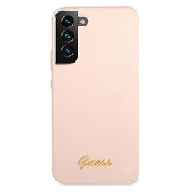 Guess GUHCS22MLSLMGPP S22+ S906 pink/pink hardcase Silicone Script Metal Logo | Techbox