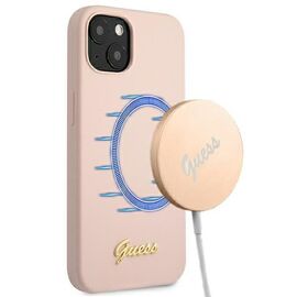 Guess GUHMP13MLSLMGLP iPhone 13 6.1 "light pink / light pink hardcase Silicone Script Gold Logo Magsafe - Apple Cases - Cases - Techbox